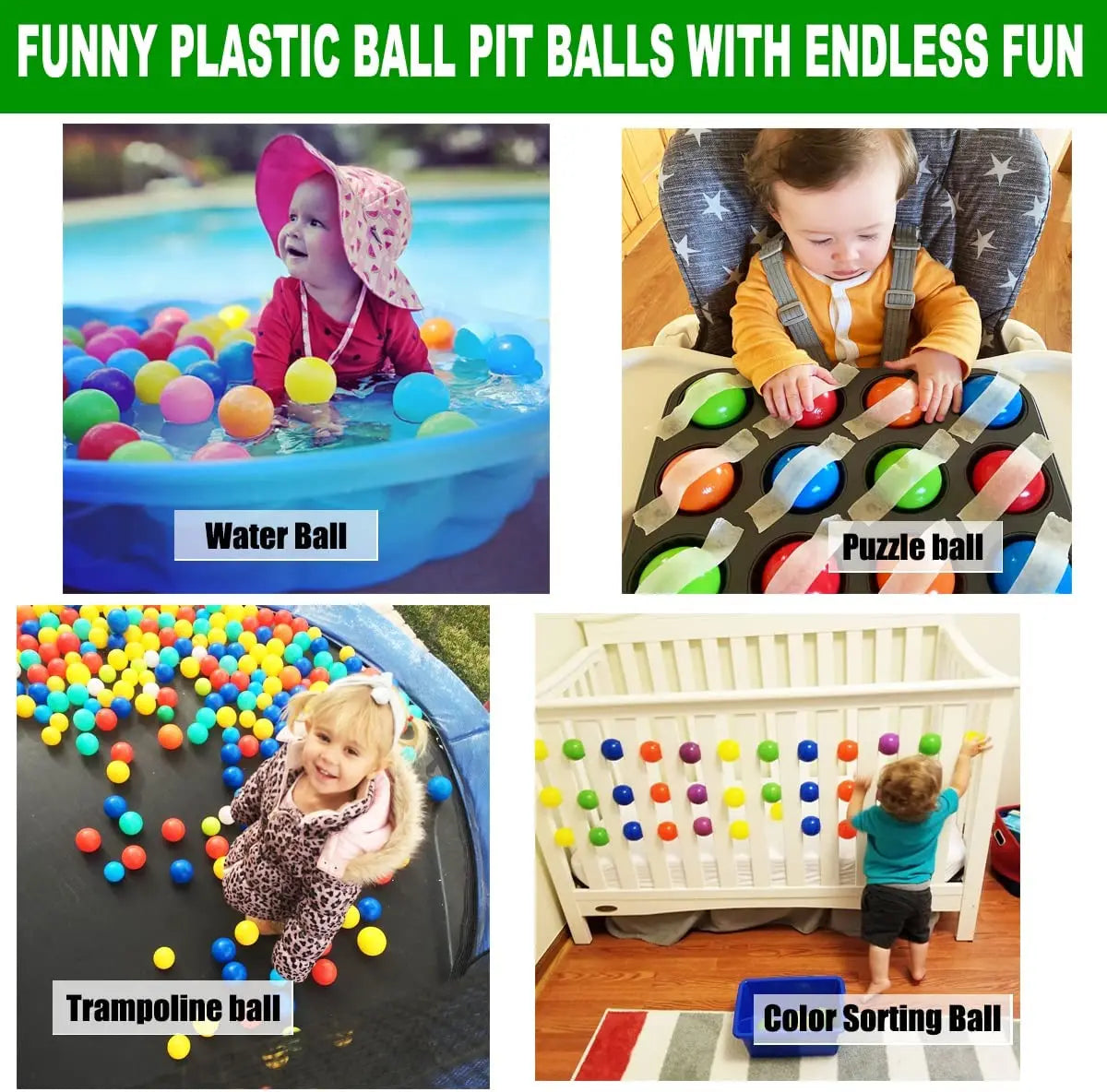 Colorful Baby Plastic Balls — Water Pool & Ocean Wave Balls with Basketball Hoop for Kids, Outdoor Tent Playhouse Toys