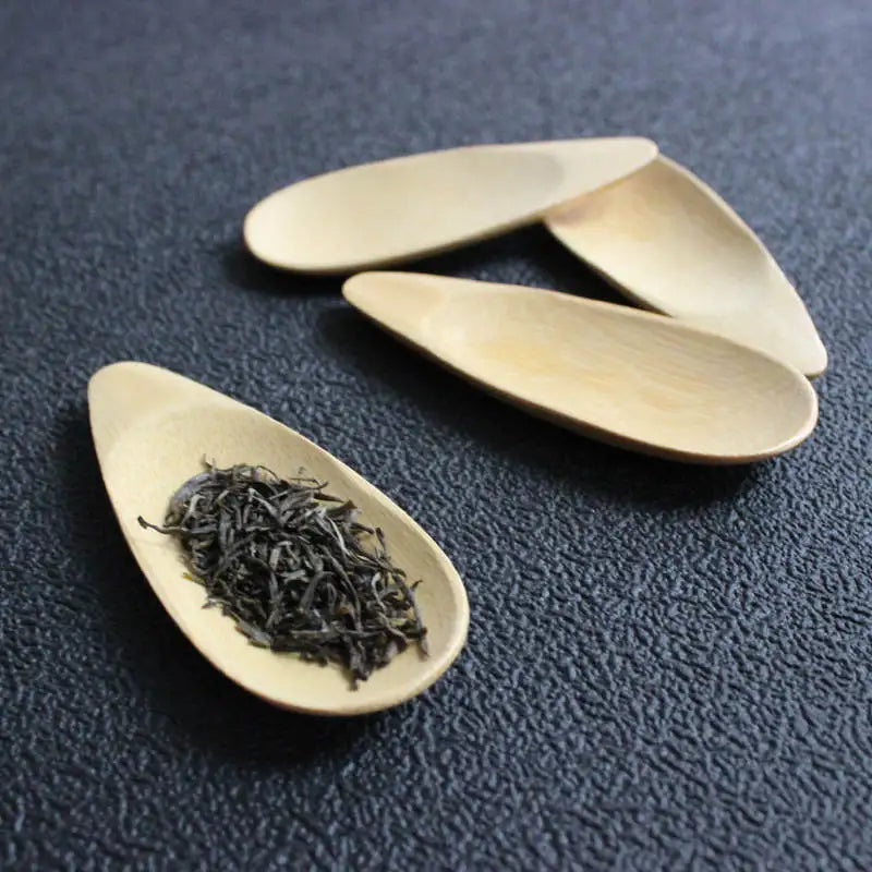 1–3PCS Bamboo Tea Scoops – Kung Fu Tea Spoons & Shovel Saucers, Black/Green Tableware for Kitchen, Afternoon Tea, Gift for Friends