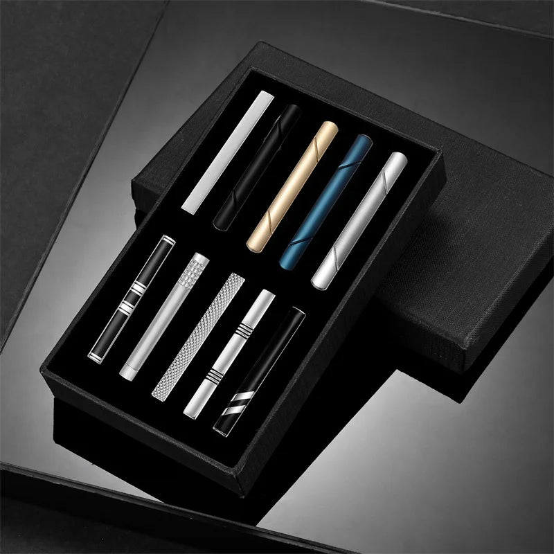 Men's Tie Clip & Cufflink Set - 7/8/10 Piece Luxury Gift Box Jewelry for Weddings & Formal Wear