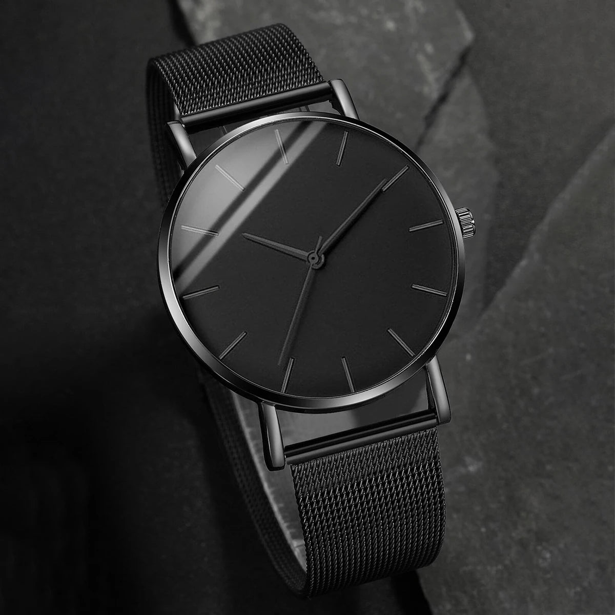 Men’s Ultra-Thin Quartz Watch – Fashion Business Stainless Steel Mesh Band Wristwatch