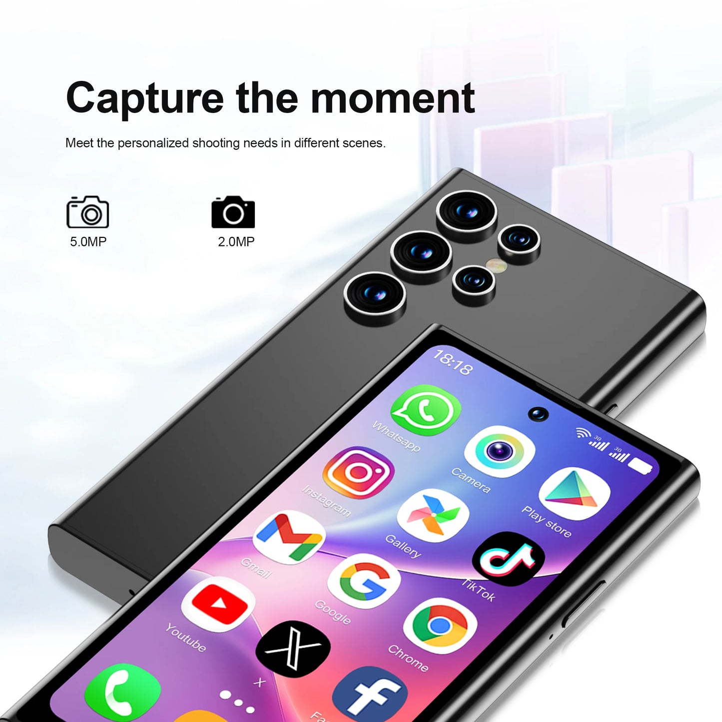 SERVO S27 Mini Android Smartphone - 4.0" Display, 2GB+16GB, 3G Dual SIM, WiFi, GPS & Face ID
