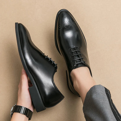 Luxury Men’s Leather Oxford Dress Shoes – High-Quality Gentleman Wedding & Office Shoes 2024