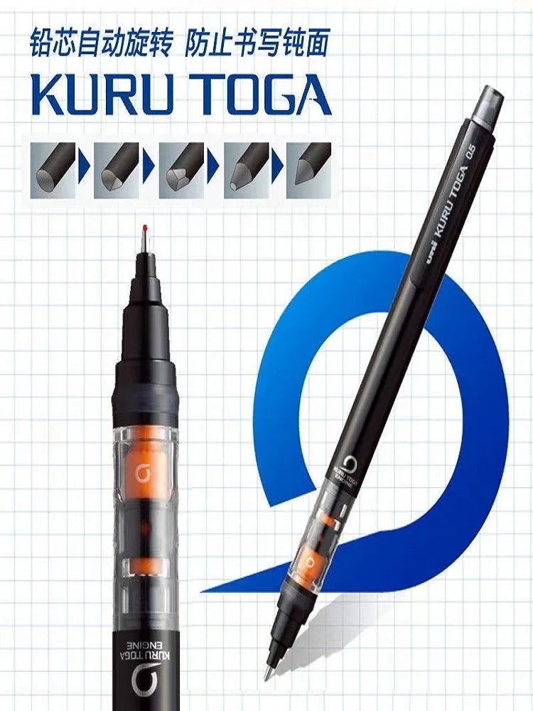 UNIStationery Automatic Mechanical Pencil — 0.5mm Anti-Slip Grip, Rotating Refillable Pen with Anti-Break Core