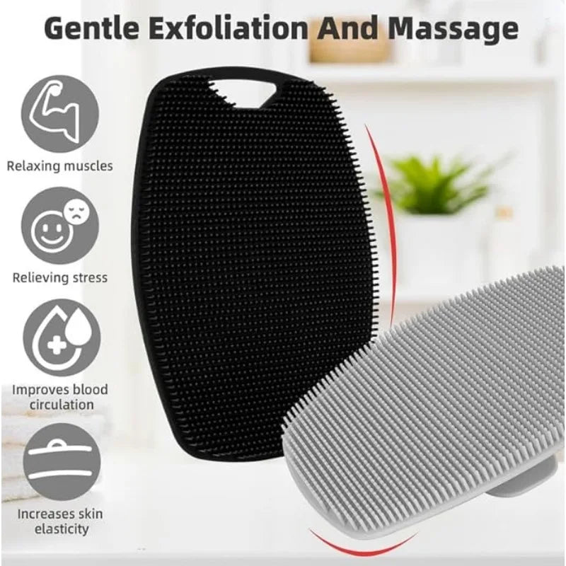 Soft Silicone Exfoliating Brush – Gentle Manual Body Cleanser & Massage Shower Scrubber for Men