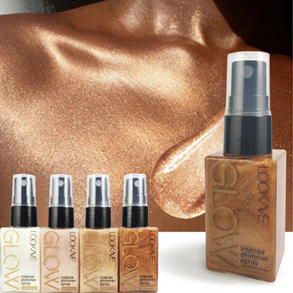 Waterproof Shimmer Oil Spray – Long-Lasting Gold & Bronze Liquid Highlighter for Face and Body