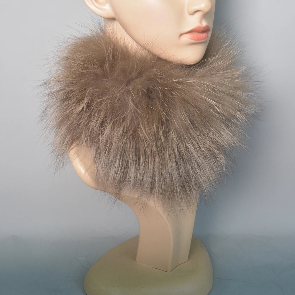 2025 Real Fox Fur Scarf and Headband – Luxury Winter Neck Warmer for Women, 100% Natural Fur, Elastic Ring Muffler