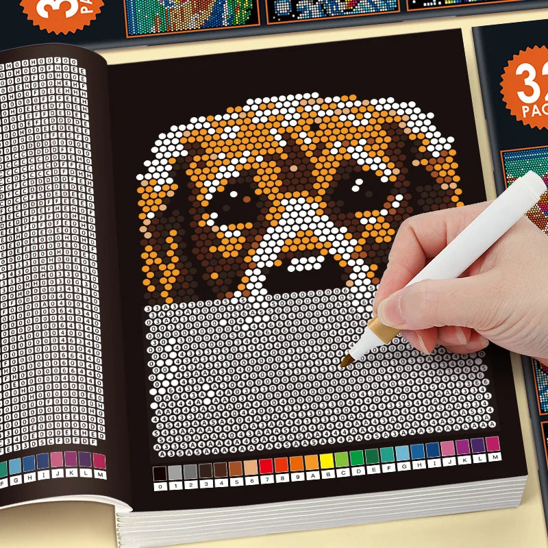Mysterious Mosaic Color by Number Book - 32 Pages Pixel Art Coloring with Cute Animals & Scenery for Adult Stress Relief