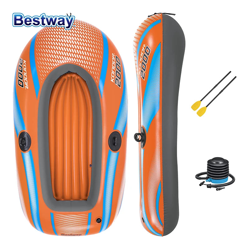 Bestway 1–3 Person Heavy Duty Inflatable Kayak PVC Rafting Adventure Boat for Outdoor Water Sports & Fishing