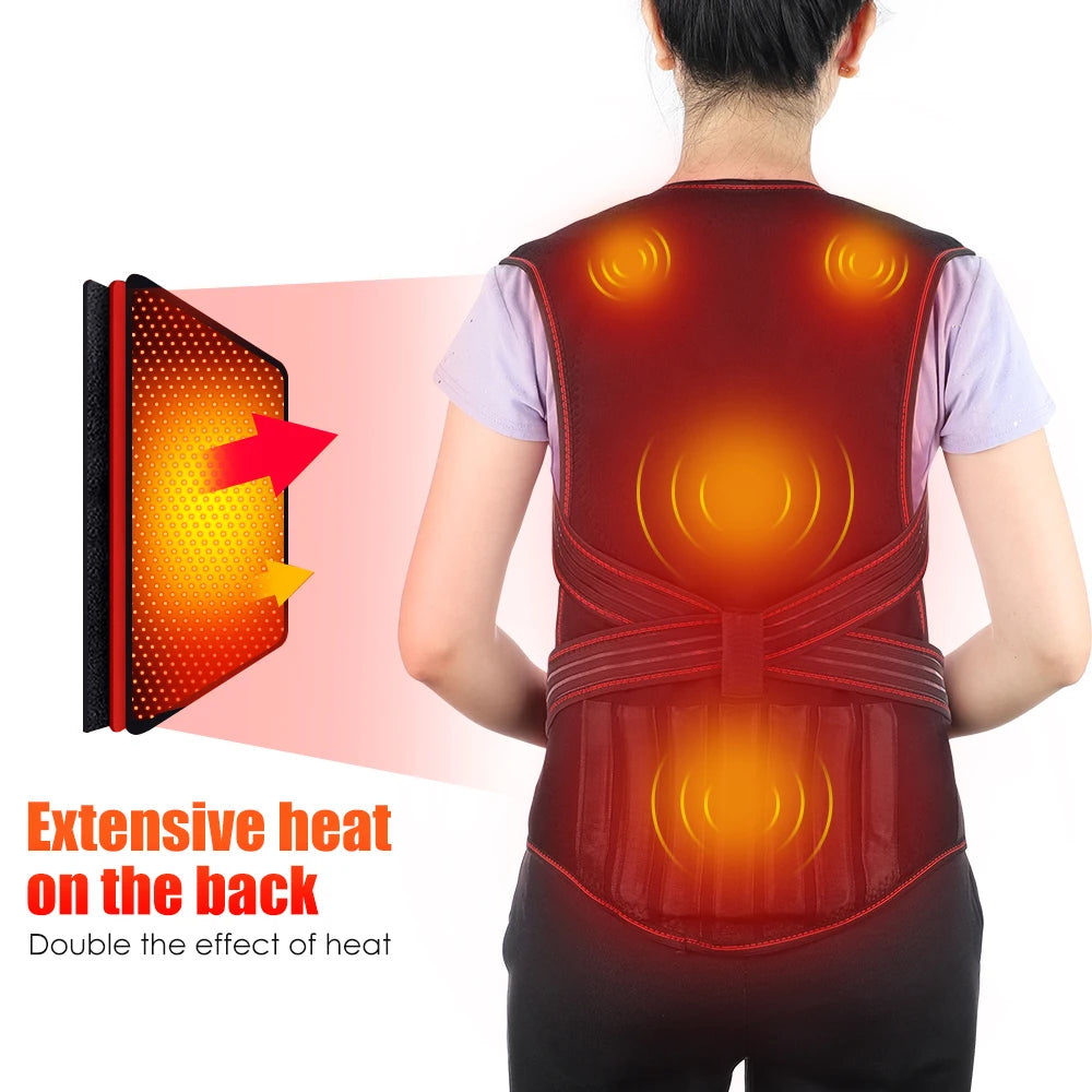Tourmaline Magnetic Heated Vest — Self-Heating Thermal Clothing, Lumbar Waist Brace, Posture Corrector & Pain Relief Corset