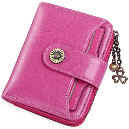 Genuine Leather Short Wallet for Women — Slim Hasp & Zipper Mini Purse, Portable Coin & Card Holder