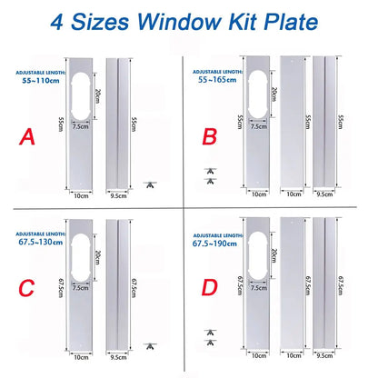 1/2PCS Adjustable Portable AC Window Kit – Slide Plate & Exhaust Hose Connector with Wind Shield Adapter