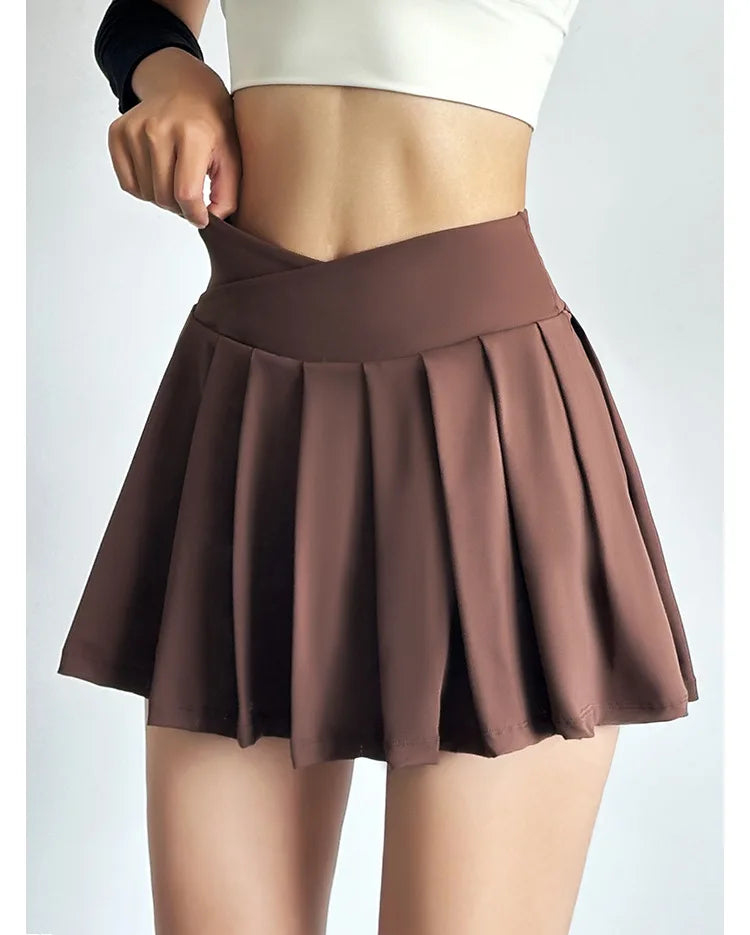 Women’s Sports Short Skirt — Summer High Waist Pleated Skirt with Anti-Walk Yoga Pants, Quick-Dry Breathable Running & Fitness Wear