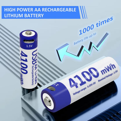 MATOV 1.5V 4100mWh AA Rechargeable Battery – USB Type-C Li-ion Battery for Remote Control, Smart Door Locks & Toys