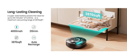Lefant M320 Robot Vacuum Cleaner with Mop – 6000Pa Suction, 210 Min Runtime, 800ML Dustbin, Carpet Detection