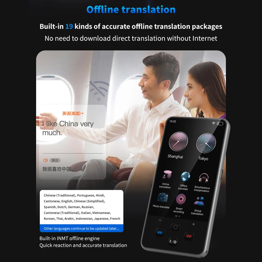 S85 Pro Language Translator Device – 138 Languages, 4-Inch Screen, Offline Voice & Video Translation, 8GB Storage, 2000mAh Battery
