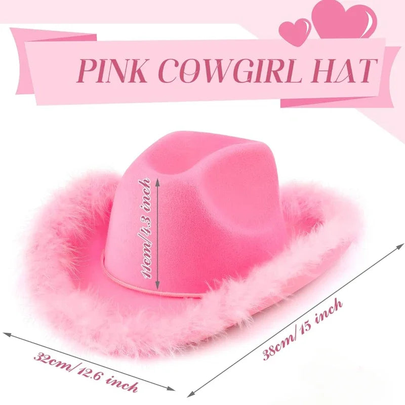 Burlap Cowboy Hat – Pink Western Hat for Birthday Girls, Weddings & Bachelorette Party Dress Accessories