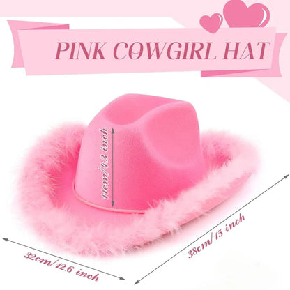 Burlap Cowboy Hat – Pink Western Hat for Birthday Girls, Weddings & Bachelorette Party Dress Accessories