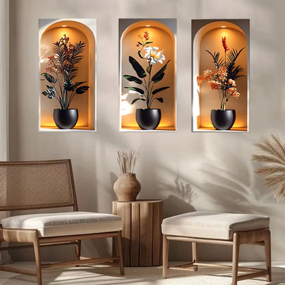 3pcs Archway Plant Wall Stickers - Peel-and-Stick Stairway, Hallway, and Entrance Wall Art Decals