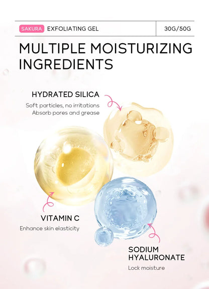 Sakura Exfoliating Peeling Gel — Moisturizing Nourishing Facial Scrub Cream for Skin Care, 30g/50g