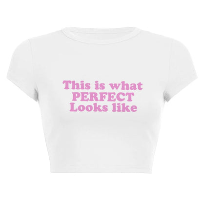 Harajuku Y2K Women’s White Crop Top – Casual Short Loose Summer Tee
