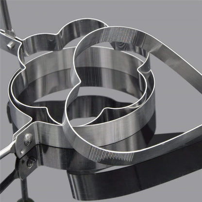 5pcs Stainless Steel Egg Mold Rings - Round, Heart, Flower, Star, and Mickey Mouse Shapes - Kitchen Utensil for Fun Breakfasts