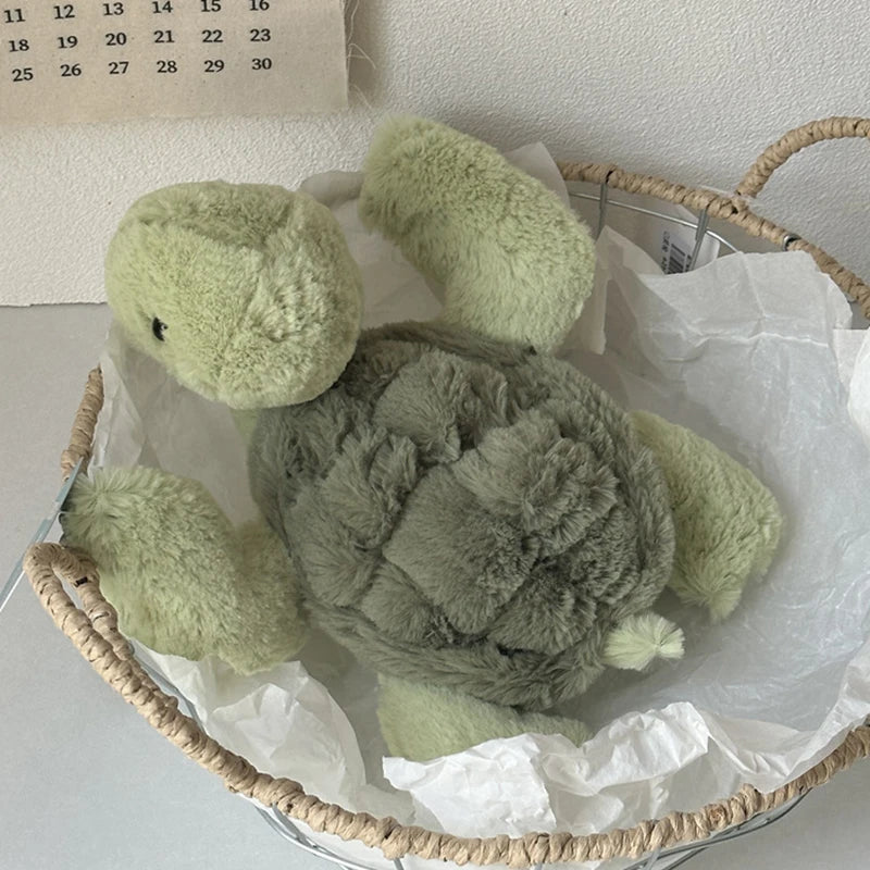 Realistic Tortoise Plush Toy — Soft Sea Turtle Stuffed Animal Doll with Keyring