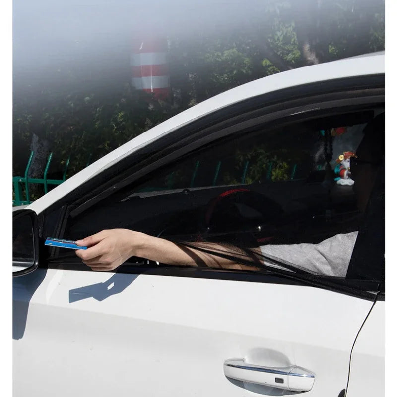 2PCS Car Window Mesh Sunshade Net Set – Mosquito Proof Sun Visor Covers, Universal Automotive Interior Window Protection Accessories