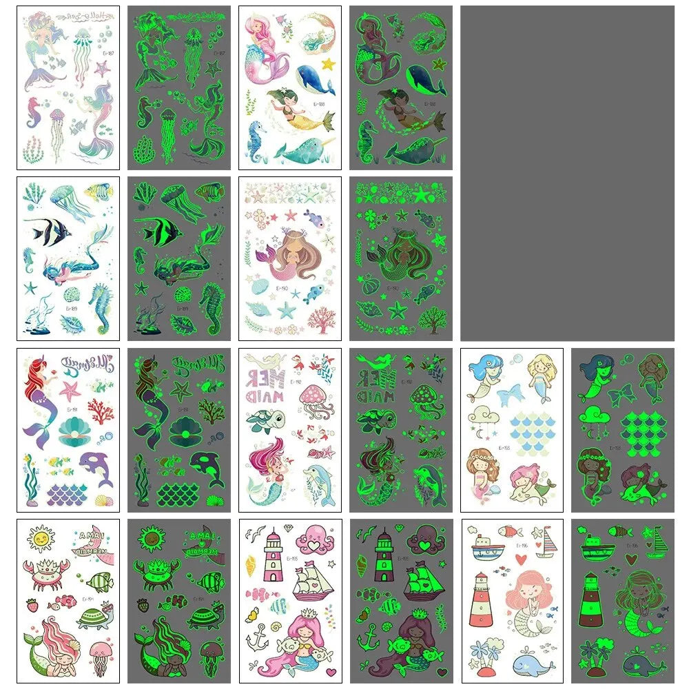 10-Piece Luminous Dinosaur & Animal Temporary Tattoos – Glow-in-the-Dark Waterproof Stickers for Kids, Arm & Body Art