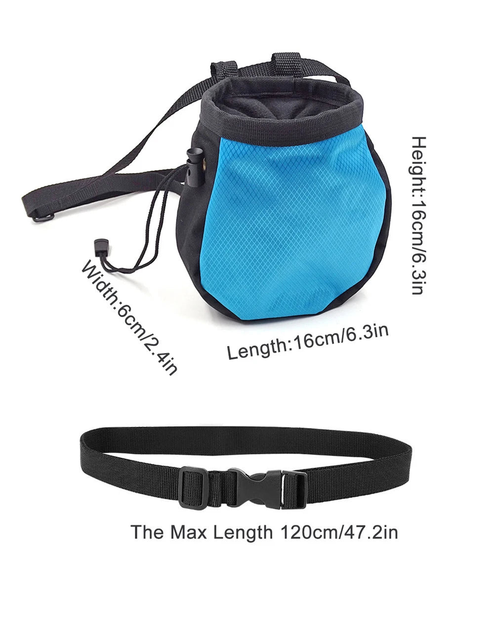 Rock Climbing Chalk Bag - Belted Magnesia Pouch with Zipper Pocket for Gym, Fitness & Bouldering