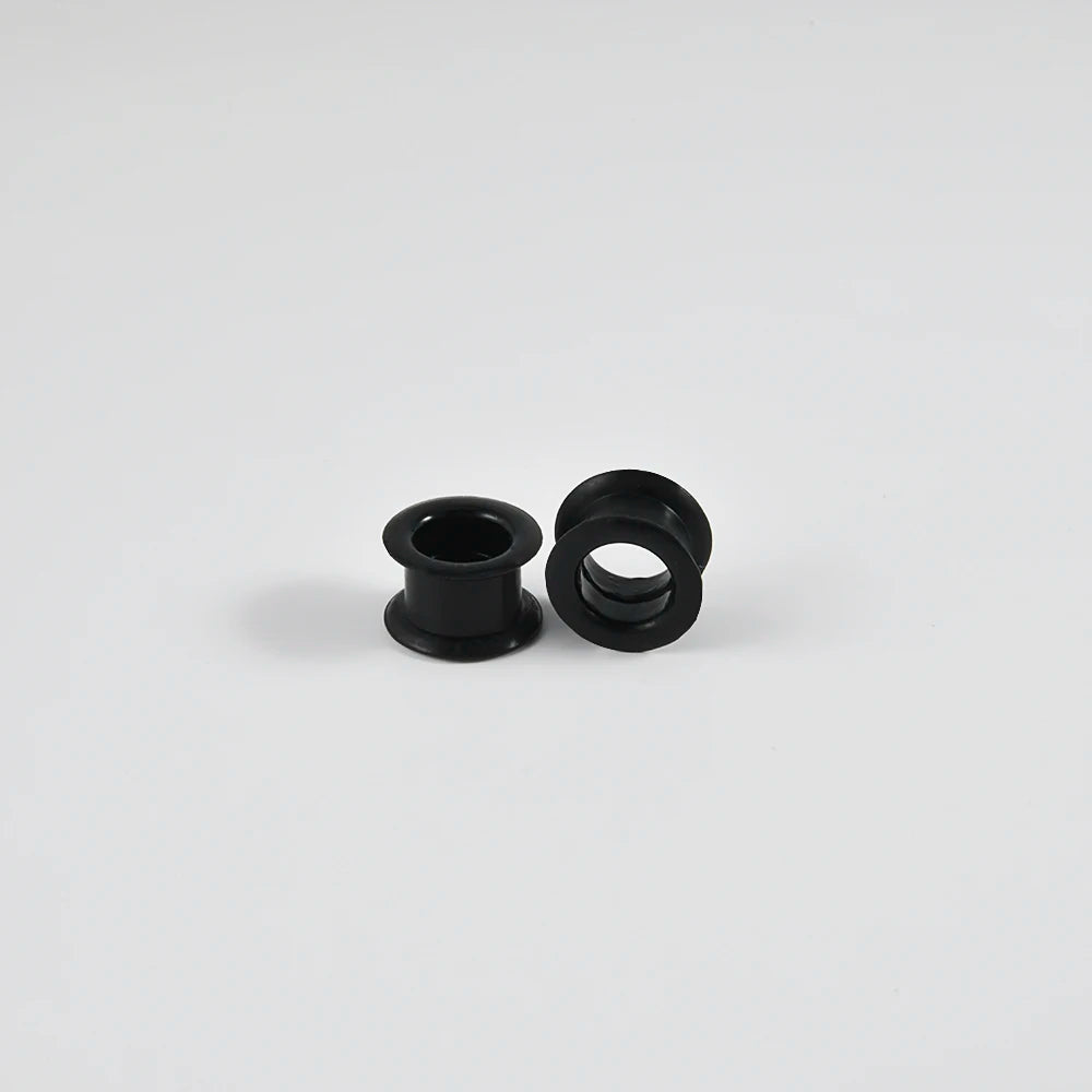 Pair of Supersize Black Silicone Double Flared Ear Tunnel Plugs — Flesh Gauge Expander Stretchers for Piercing