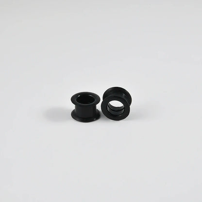 Pair of Supersize Black Silicone Double Flared Ear Tunnel Plugs — Flesh Gauge Expander Stretchers for Piercing