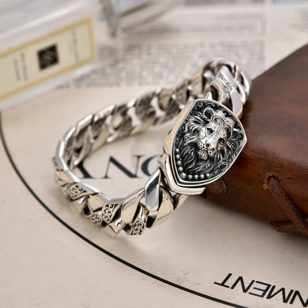 S925 Sterling Silver Vine Garland Bracelet - Retro Punk Tank Style Jewelry Gift