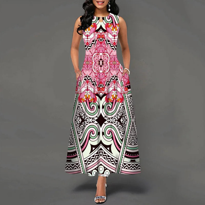 Women’s Loose Floral Vintage Maxi Dress – Ruffled Summer Party Camis, Elegant Big & Large Size Dress