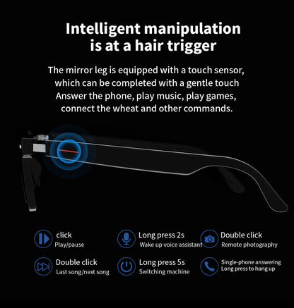 SENBONO E13 Smart Glasses – Blue Light Filtering Polarized Lenses with Audio, Built-in Mic, Speakers, Touch & Voice Assistant