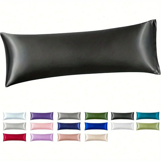 Black Silk-Like Satin Pillowcase – Standard Size Smooth Cooling Pillowcase for Hair & Skin