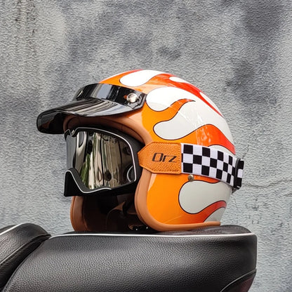Retro 3/4 Semi-Open Motorcycle Helmet — Cross-Country Winter Riding Accessories