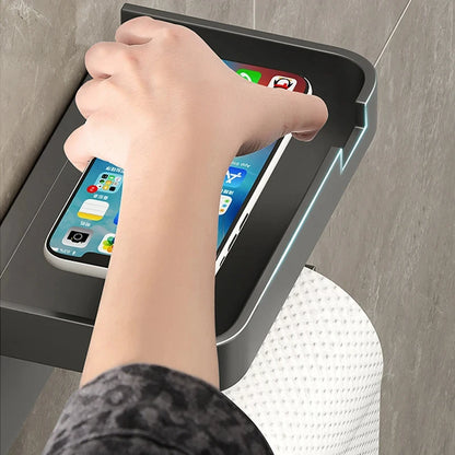 Bathroom Wall-Mounted Toilet Paper Holder with Storage Rack: Organizer for Seasoning Bottles, Kitchen Towels, and Phone