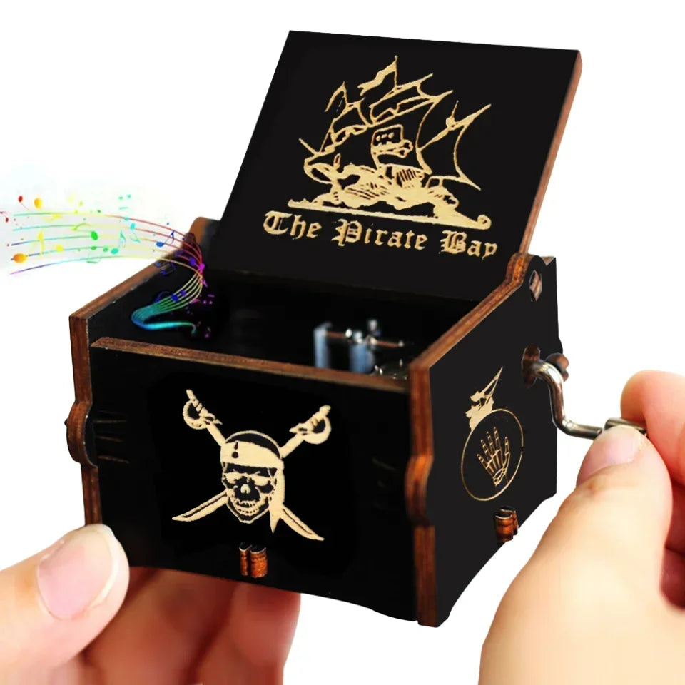 Wooden Hand Crank Jurassic Park Music Box – Classic Theme Melody Gift for Kids & Collectors