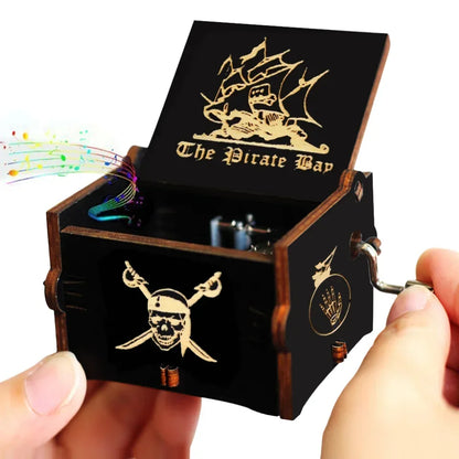 Wooden Hand Crank Jurassic Park Music Box – Classic Theme Melody Gift for Kids & Collectors