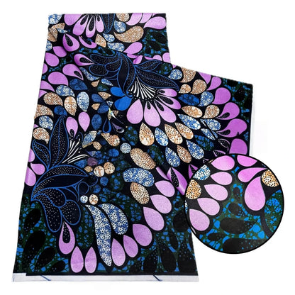 Original African Wax Print Fabric - 6 Yards 100% Cotton Nigerian Ankara Sewing Material for Women’s Dresses