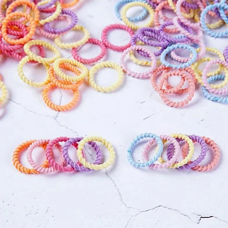 [100 Pack] Baby Rubber Bands - High Elastic, Seamless Thumb Rings for Toddlers, Gentle on Hair Scrunchies Set