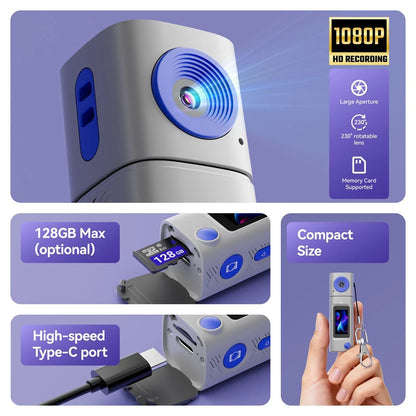 Lenovo G10 HD Mini Thumb Camera - 1080P Digital Camera with 230° Rotating Lens for Outdoor Sports, Video & Photo Capture