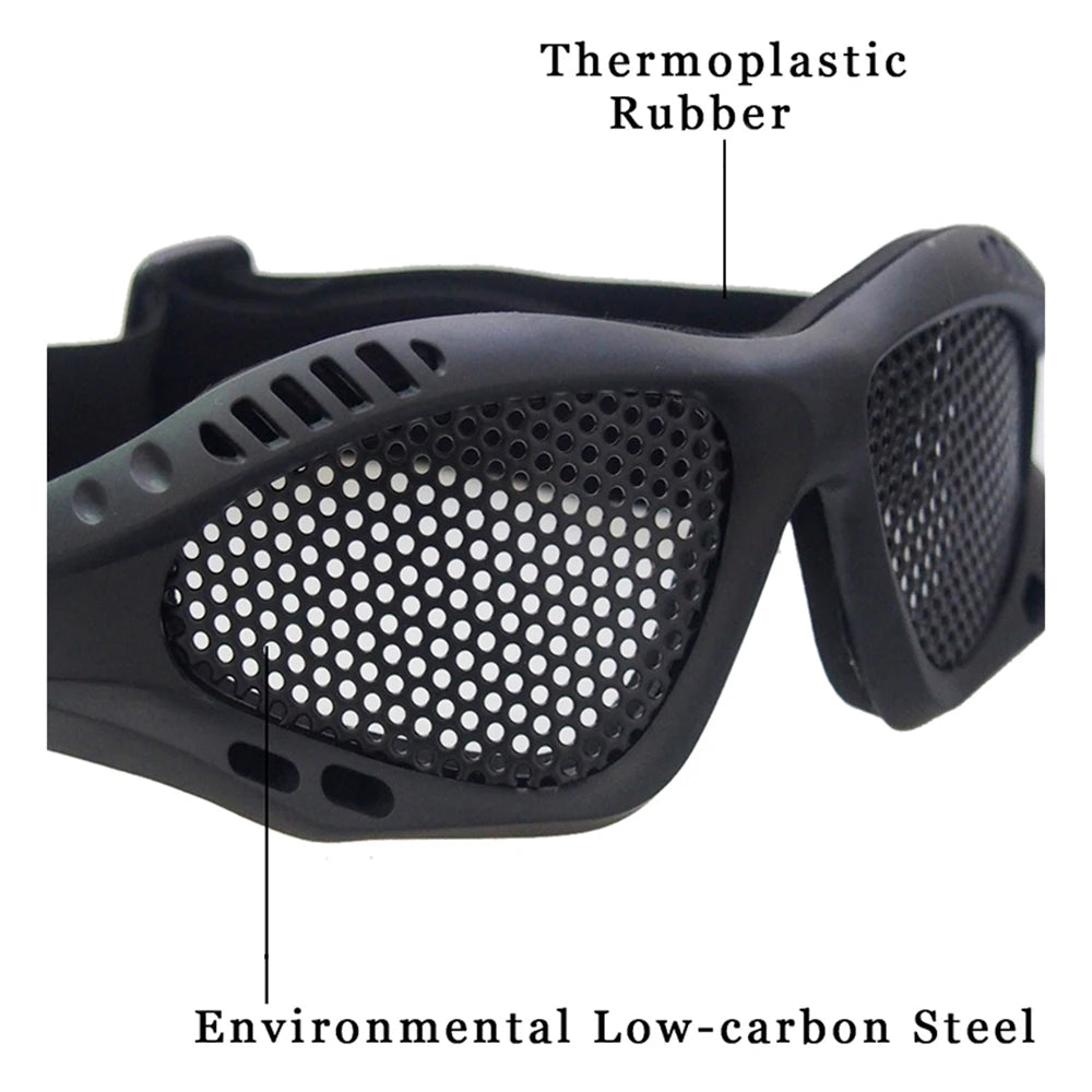 Outdoor Eye Protection Tactical Glasses - Comfortable Airsoft Safety Goggles with Anti-Fog Metal Mesh/PC Lens for Paintball and Hunting