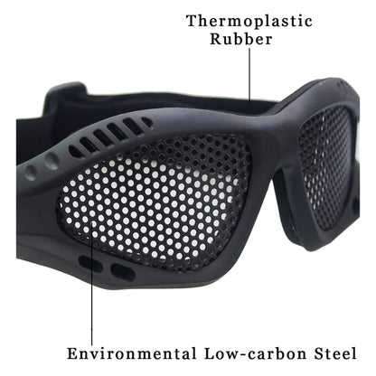 Outdoor Eye Protection Tactical Glasses - Comfortable Airsoft Safety Goggles with Anti-Fog Metal Mesh/PC Lens for Paintball and Hunting