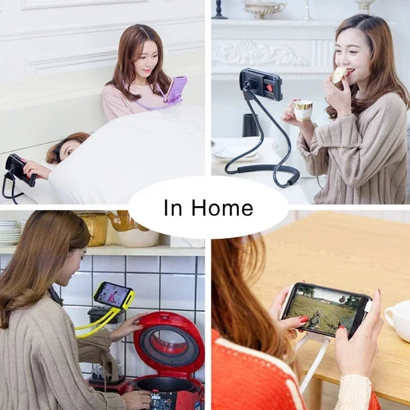 360° Flexible Neck Phone Holder - Hands-Free Hanging Stand for iPhone, Samsung & Xiaomi