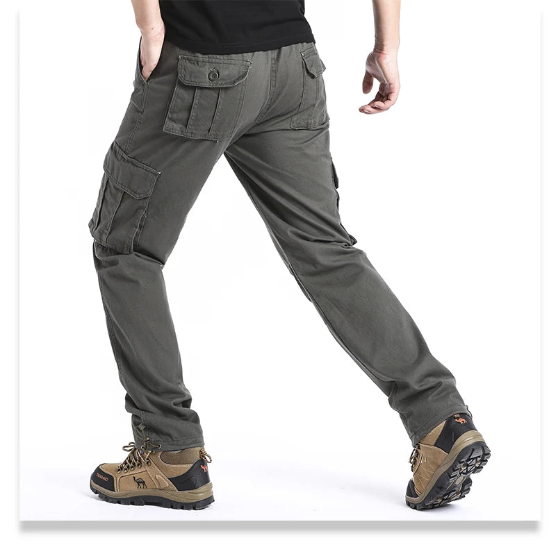 Men's Large Pocket Loose Overalls — Outdoor Sports & Tactical Jogging Pants with Elastic Waist, Pure Cotton Casual Workwear