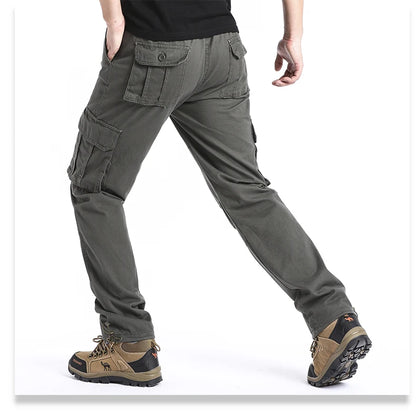 Men's Large Pocket Loose Overalls — Outdoor Sports & Tactical Jogging Pants with Elastic Waist, Pure Cotton Casual Workwear