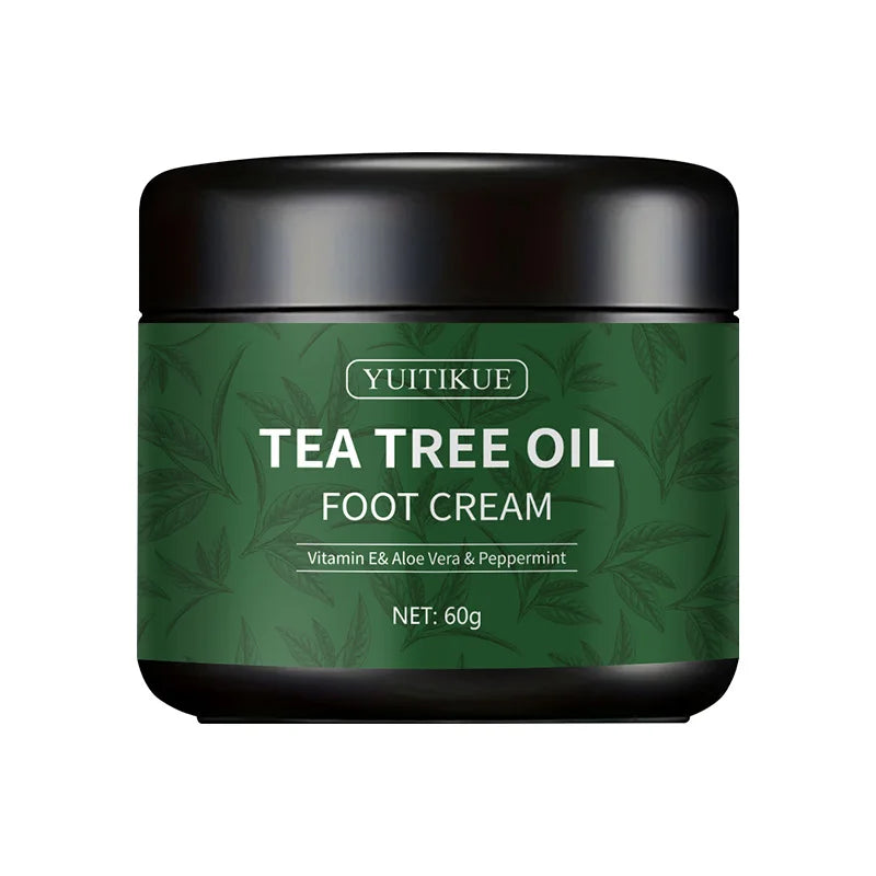 YUITIKUE Tea Tree Oil Foot Cream – Vitamin E, Aloe Vera & Peppermint Moisturizer for Dry Feet