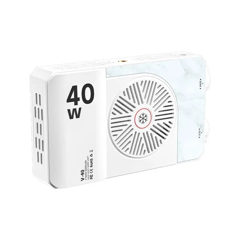BOSHENG 40W LED Camera Light - 2500K–9000K Bi-Color Video Lamp with 4400mAh Battery and CCT Control