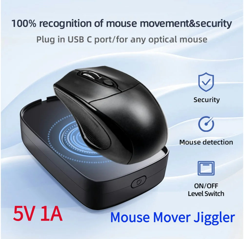 5V 1A Undetectable Mouse Jiggler – Wired & Wireless Mouse Mover for PC, Keeps Computer Active & Awake